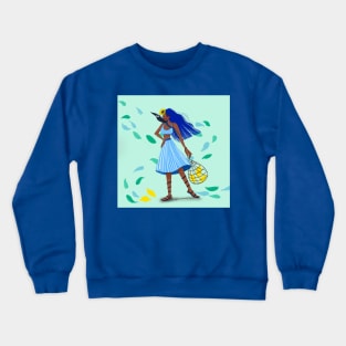 explorer girl with her bird Crewneck Sweatshirt